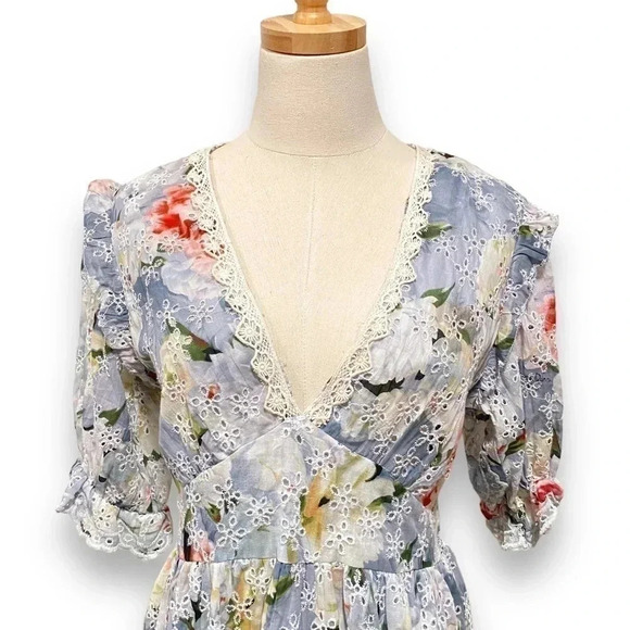 NWT Gipsy Queen NJ Couture Paris Anthropologie Embroidered Eyelet Mini Dress S - Picture 4 of 11